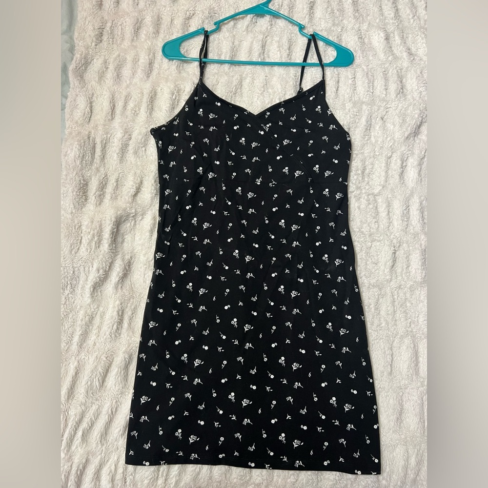 Hollister Black Floral Spaghetti Strap Dress